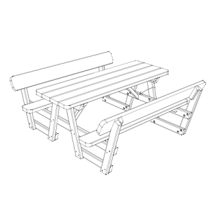 Pic nic table with backrest 1800x1700 h 750 mm.
