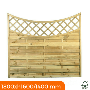 Wood Fence panel with trellis top 180x160-140 cm