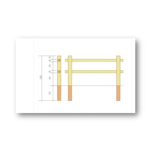 Pali in Legno per Recinzione-Palo Tondo con Fori Ø 12 x H 150 cm con 2 fori - 1874