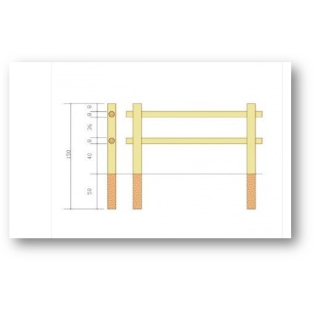 Wooden posts for fences-Round Wooden Post Ø12 x 150 cm with 2 Pre-Drilled Holes - 1874