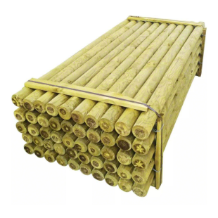 Pali in Legno per Recinzione-50 pezzi di Palo tondo in legno Ø 8 x H 200 cm senza punta - 2160