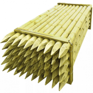 Pali in legno per recinzioni-50 pezzi di Palo tondo Ø 8 x H 200 cm con punta in legno - Regno del Legno - 2507