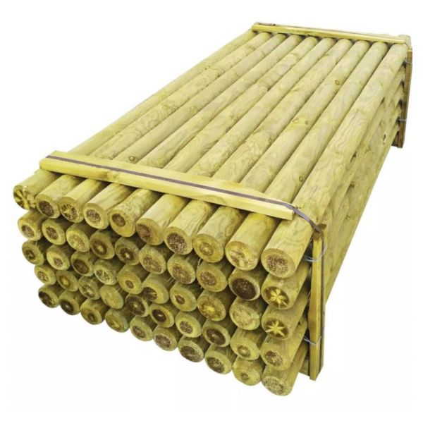 Wooden posts for fences-48 Wooden Fence Posts Ø 8 x 250 cm – Untapered End - 2560