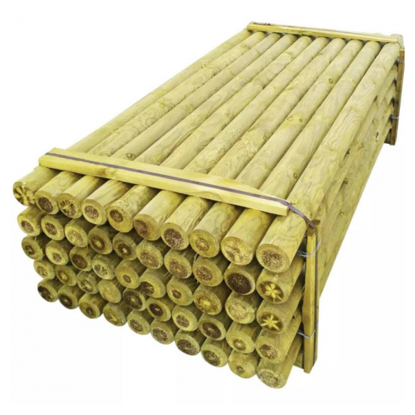 Pali per Recinzioni-50 pezzi di Palo tondo in legno Ø 8 x H 250 cm senza punta - Regno del Legno - 2560