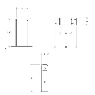Woodworking Hardware & Timber Fixings-U-Shaped Post Support Bracket For 10 cm Post  - 2682 2