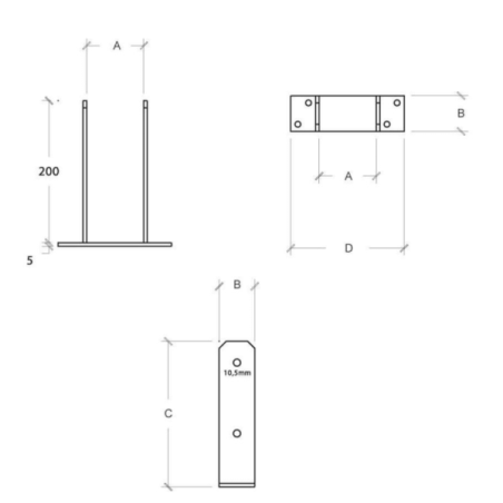 Hardware-U-shaped support for 12 cm pole - 2686