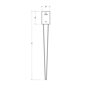Ferramenta per Strutture-Staffa a sfondare 7x7 cm altezza 75 cm per Palo quadrato - Regno del Legno - 2699