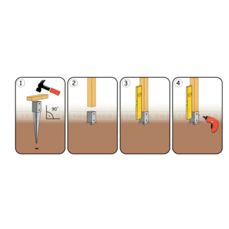 Staffe e Supporti per Travi e Pali in Legno-Staffa a sfondare 9x9 cm 75 cm per Palo quadrato - 2705 Staffe e Supporti per Travi e Pali in Legno-Staffa a sfondare 9x9 cm 75 cm per Palo quadrato - 2705