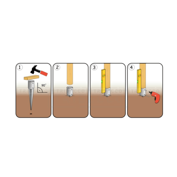 Woodworking Hardware & Timber Fixings-8 cm Drive-In Post Support Bracket For Round Posts (Ø 8 cm) - 2714