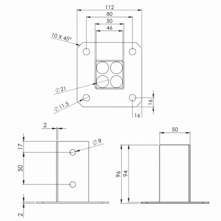 Woodworking Hardware & Timber Fixings-Post Base Socket Bracket 4.5 x 4.5 cm Wooden Post Support Cup Bracket - 2718