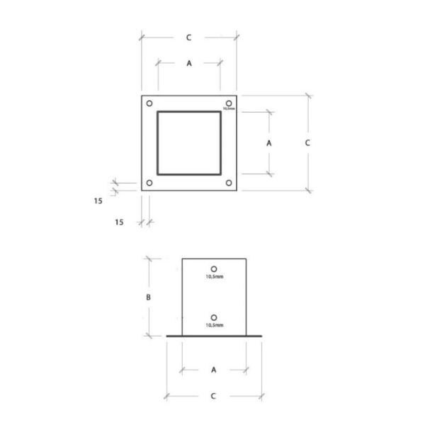 Staffe e Supporti per Travi e Pali in Legno-Staffa a bicchiere 9x9 cm - Staffa Porta palo - 2724