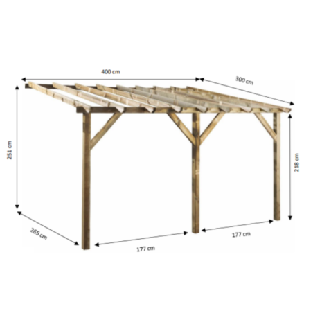 Wooden pergolas-Leaning Wooden Pergola 4x3x h2.25/2.50 m - 3119