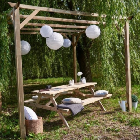 Pergole in Legno-Pergola in Legno 3x3 con Montanti 7x7 cm - 3474