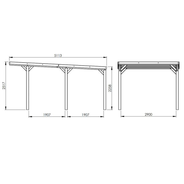 Tettoie per Auto-Tettoia in Legno per Auto 3.2 x 5.1 x H. 2.5 m - 3495