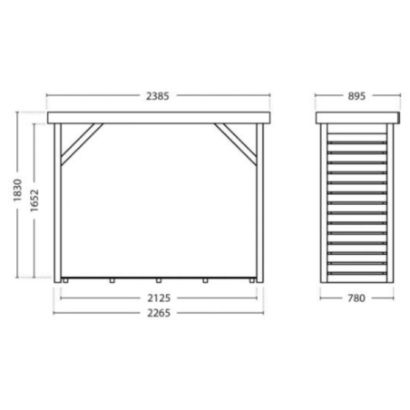 Woodshed-Wooden shed 238x89 h 183 cm - 3516 Woodshed-Wooden shed 238x89 h 183 cm - 3516