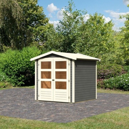 Wooden Garden Cottages-Wooden Garden Shed Amberg 2 Earth Gray ➤ 186x186 cm (WxD) - 3620 Wooden Garden Cottages-Wooden Garden Shed Amberg 2 Earth Gray ➤ 186x186 cm (WxD) - 3620