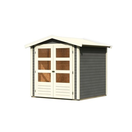 Wooden Garden Cottages-Wooden Garden Shed Amberg 2 Earth Gray ➤ 186x186 cm (WxD) - 3627 Wooden Garden Cottages-Wooden Garden Shed Amberg 2 Earth Gray ➤ 186x186 cm (WxD) - 3627
