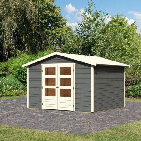 Wooden Garden Cottages-Wooden Garden Shed Amberg 4 Earth Gray color ➤ 246x246 cm (WxD) - 3694 Wooden Garden Cottages-Wooden Garden Shed Amberg 4 Earth Gray color ➤ 246x246 cm (WxD) - 3694