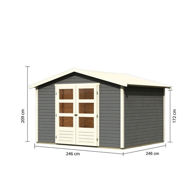 Casette in Legno per Giardino-Casetta in Legno da Giardino Amberg 4 color Grigio Terra ➤ 246x246 cm (LxP) - 3697