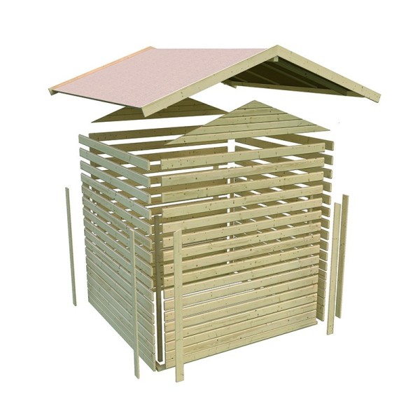 Wooden Garden Cottages-Wooden Garden Shed Amberg 4 Earth Gray color ➤ 246x246 cm (WxD) - 3700