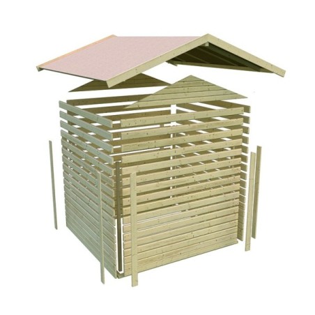 Wooden Garden Cottages-Wooden Garden Shed Amberg 4 Earth Gray color ➤ 246x246 cm (WxD) - 3700 Wooden Garden Cottages-Wooden Garden Shed Amberg 4 Earth Gray color ➤ 246x246 cm (WxD) - 3700