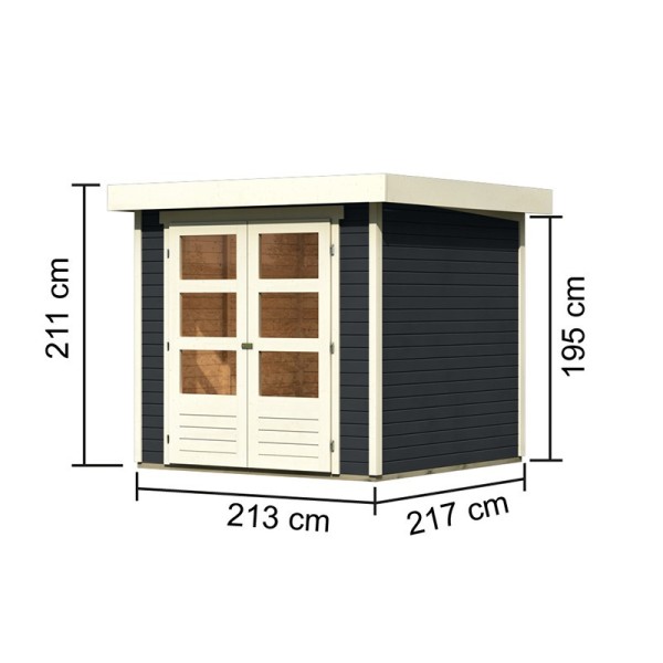 Wooden Garden Cottages-Askola 2 Wooden House Anthracite Color ➤ 213x217 cm (WxD) - 3724