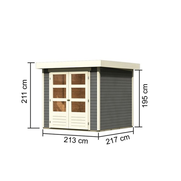 Casette in Legno per Giardino-Casetta in Legno Askola 2 color Grigio Terra ➤ 213x217 cm (LxP) - 3740