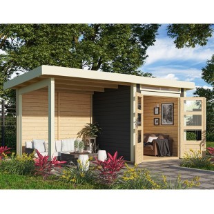 23608 Casetta in legno Kanden 1  con tettoia 2,35 m e parete color Grigio Terra - Regno del Legno - 3962