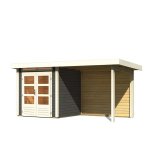 23608 Casetta in legno Kanden 1  con tettoia 2,35 m e parete color Grigio Terra - Regno del Legno - 3970