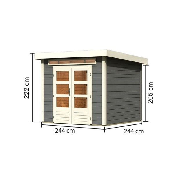 Casette in Legno per Giardino-Casetta da Giardino in Legno Kanden 3 Grigio Terra ➤ 244x244 cm (LxP) - 4003
