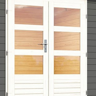 23613 Casetta in legno Kanden 3 con il tettoia 2,35 m e parete color Grigio Terra - Regno del Legno - 4023