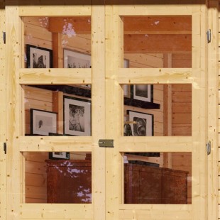 Casetta porta attrezzi in legno Retola 2 con tettoia in legno