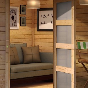 Casette in Legno-Casetta in legno Schwandorf 3 con tettoia 2,80 m e parete - Regno del Legno - 4292