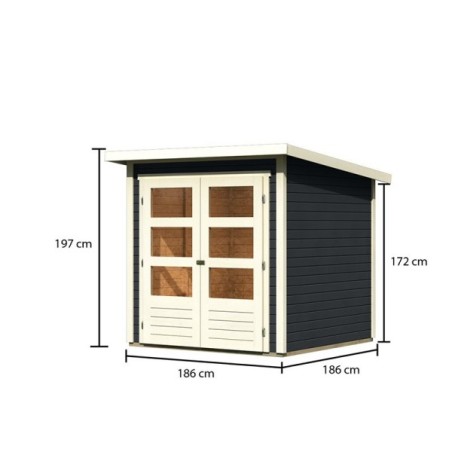 Wooden Garden Cottages-Anthracite Garden Shed Stockach 2 ➤ 186x186 cm (WxD) - 4305 Wooden Garden Cottages-Anthracite Garden Shed Stockach 2 ➤ 186x186 cm (WxD) - 4305