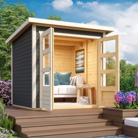 Wooden Garden Cottages-Garden Shed Stockach 2 Earth Gray ➤ 186x186 cm (WxD) - 4317 Wooden Garden Cottages-Garden Shed Stockach 2 Earth Gray ➤ 186x186 cm (WxD) - 4317