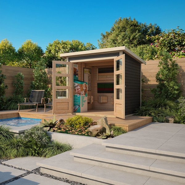 Casette in Legno per Giardino-Casetta da Giardino Stockach 2 Grigio Terra ➤ 186x186 cm (LxP) - 4318