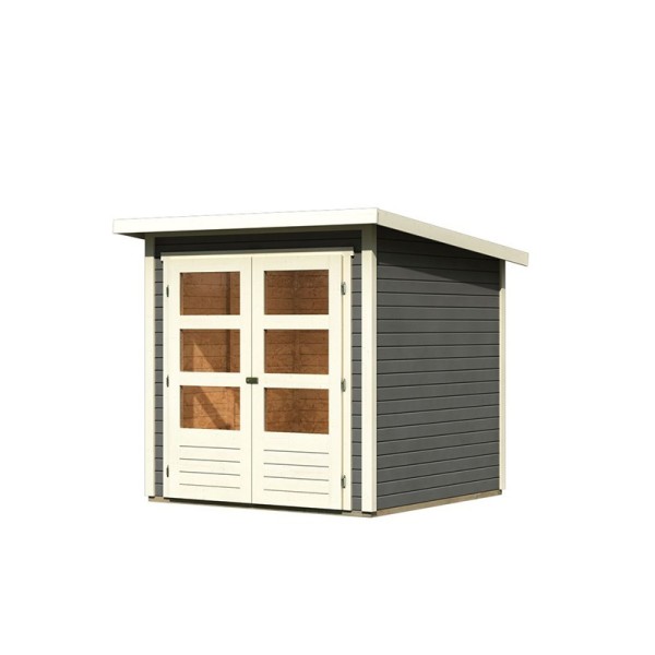 Casette in Legno per Giardino-Casetta da Giardino Stockach 2 Grigio Terra ➤ 186x186 cm (LxP) - 4329