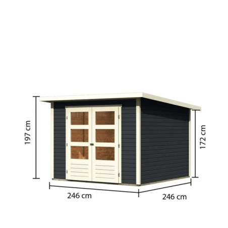 Wooden Garden Cottages-Anthracite Wooden House Stockach 4 ➤ 246x246 cm (WxD) - 4349 Wooden Garden Cottages-Anthracite Wooden House Stockach 4 ➤ 246x246 cm (WxD) - 4349