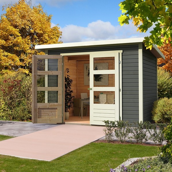 Casette in Legno per Giardino-Casetta Legno Giardino Stockach 4 color Grigio Terra ➤ 246x246 cm (LxP) - 4361