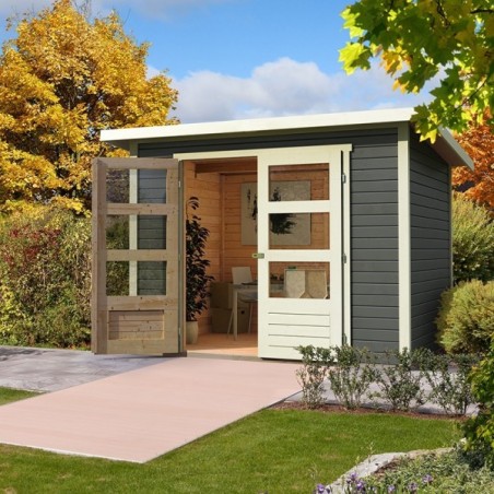 Casette in Legno per Giardino-Casetta Legno Giardino Stockach 4 color Grigio Terra ➤ 246x246 cm (LxP) - 4361