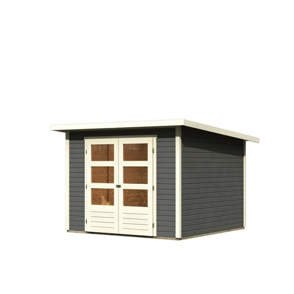 Casette in Legno per Giardino-Casetta Legno Giardino Stockach 4 color Grigio Terra ➤ 246x246 cm (LxP) - 4365