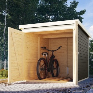 Casette in Legno-Garage per biciclette impregnato Grigio Terra - Regno del Legno - 4445