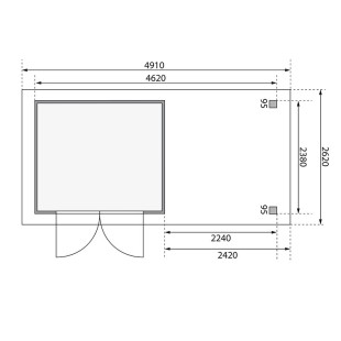 9145 Casetta in legno Askola 3.5 con tettoia 2,40 m e parete color Grigio Terra - Regno del Legno - 4491