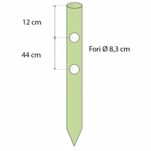 Wooden posts for fences-Round with holes Ø 12 x H 150 cm with 2 holes - 4724 2