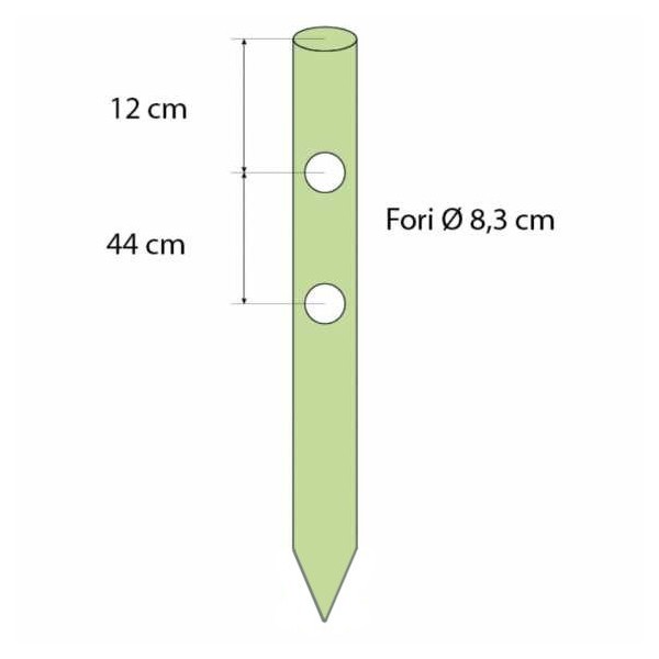 Wooden posts for fences-Round with holes Ø 12 x H 150 cm with 2 holes - 4723