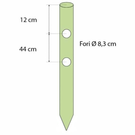 Wooden posts for fences-Round with holes Ø 12 x H 150 cm with 2 holes - 4723 Wooden posts for fences-Round with holes Ø 12 x H 150 cm with 2 holes - 4723