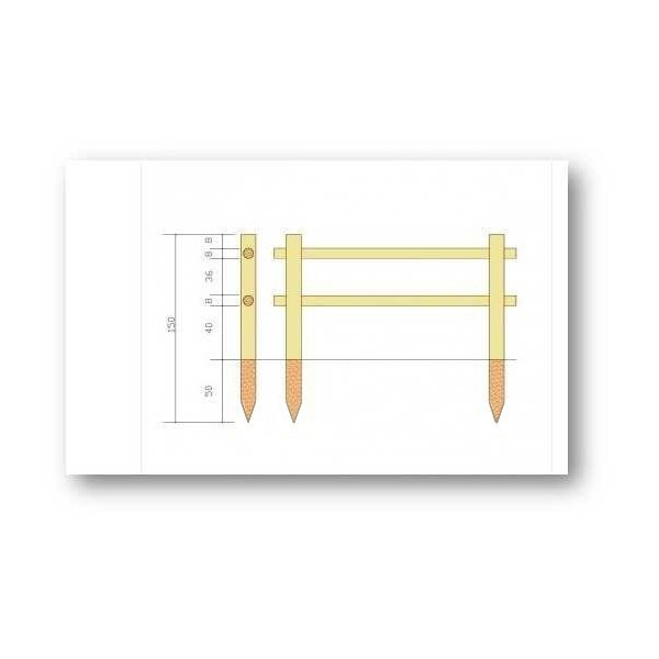 Wooden posts for fences-Round with holes Ø 12 x H 150 cm with 2 holes - 4725