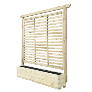 Fioriere in Legno-Fioriera con Grigliato in Legno per Esterno 180x30 h180 cm - 4740
