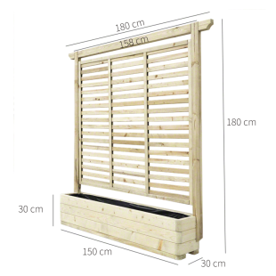 Fioriere in Legno-Fioriera con Grigliato in Legno per Esterno 180x30 h180 cm - 4740 2