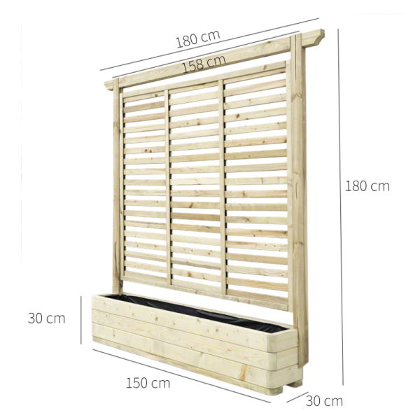Wood planters-Planter with Grid 180x30 h180 cm: Elegant Solution for Climbing Plants - 4749